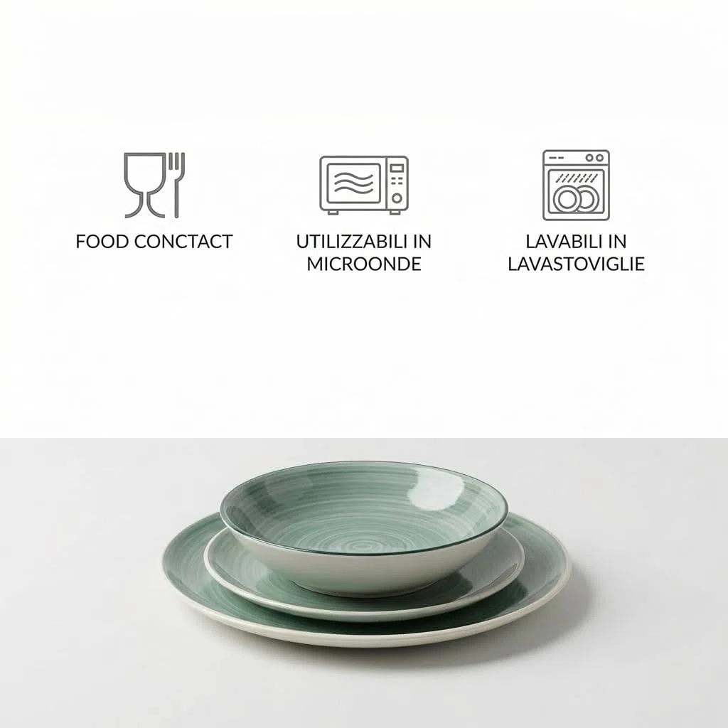 INTRECCI Servizio Piatti – Set Completo per 6 Persone in Porcellana – Design Moderno – Piatti Tavola Eleganti – Compatibili Lavastoviglie e Microonde - Set 18 piatti, modello: Linea Natura