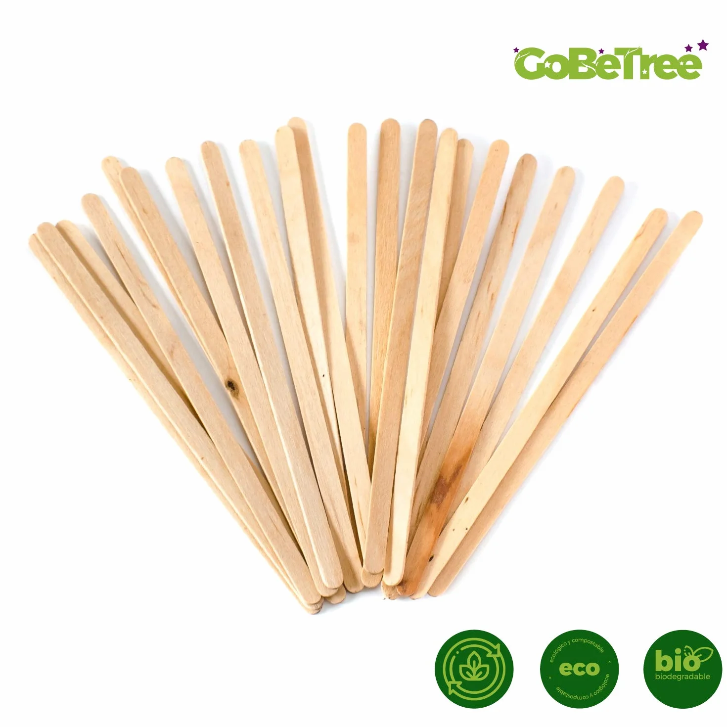 500 palettine di Legno confezionate singolarmente in Carta da 14 cm. Bastoncini di caffè USA e Getta, Agitatore per caffè biodegradabili. Palette per caffè. (500 unità)