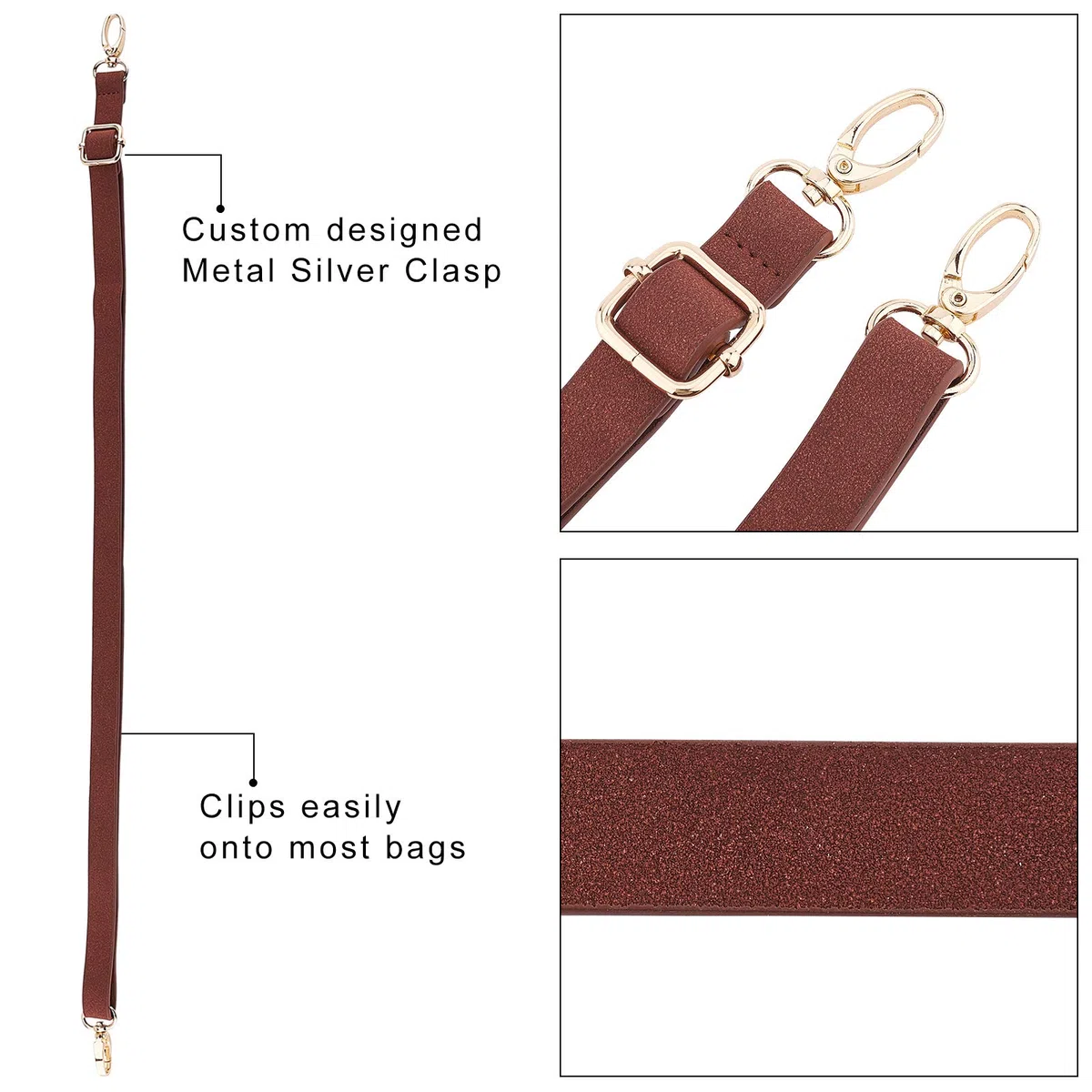 PH PandaHall Fai da Te Borsa in Pelle PU Set per Maglieria, Fondo Borsa in Pelle/Tracolla/Borsa Twist Lock/Copertura con Patta/Fibbie per Borsa, Nero (7 Tipi di Accessori), Marrone