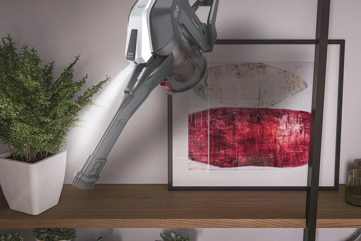 Hoover Hf322Afp 011 39400957 Scopa Ricaricabile senza Filo, 44.4W, 80 Decibel, Grigio Ossidiana e Rosso Metallizzato