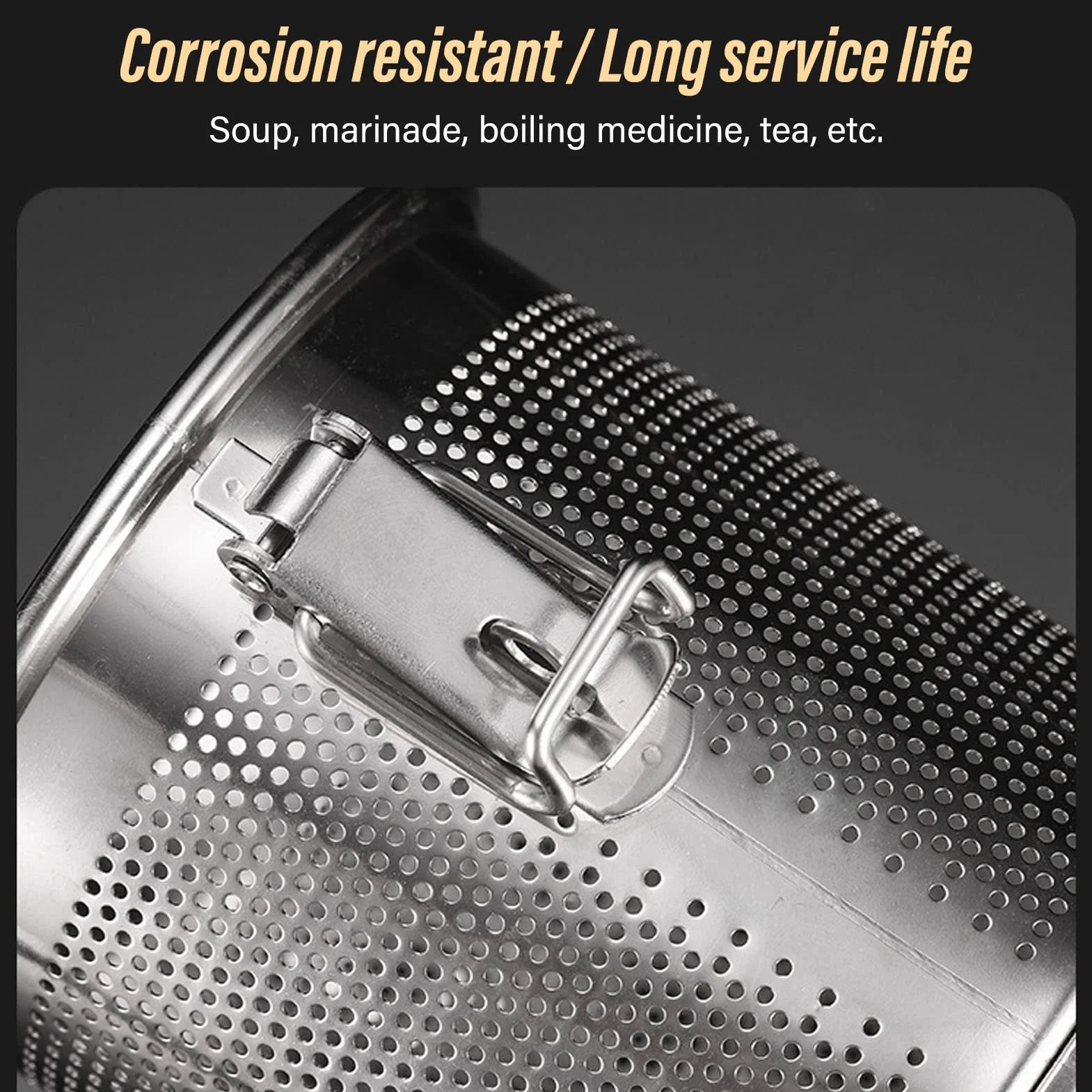Infusore tè Rete, Infusore Cucina Acciaio Inossidabile, Colino Condimenti Spezie, con Gancio Catena per Condimenti tè Foglie Sfuse, Spezie, Preparazione del Cibo in Cucina(0,7L)