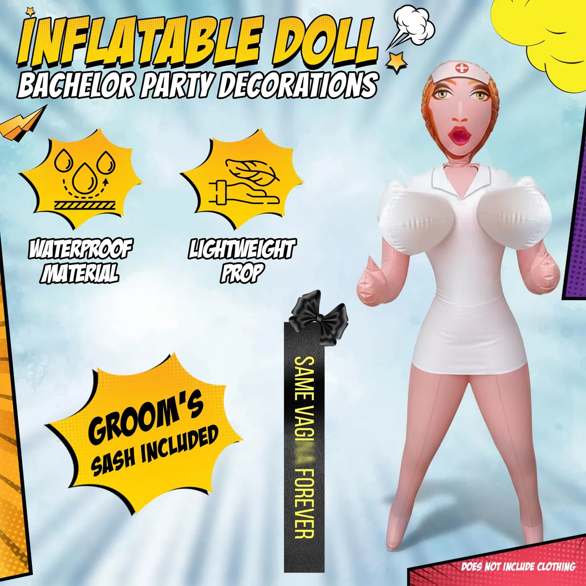 Bambola Gonfiabile Donna per Scherzi Addio al Celibato – Bambole gonfiabili per Scherzi Addio al Nubilato - Gadget Compleanno Adulti - Scherzi Matrimonio - Altezza 150 cm