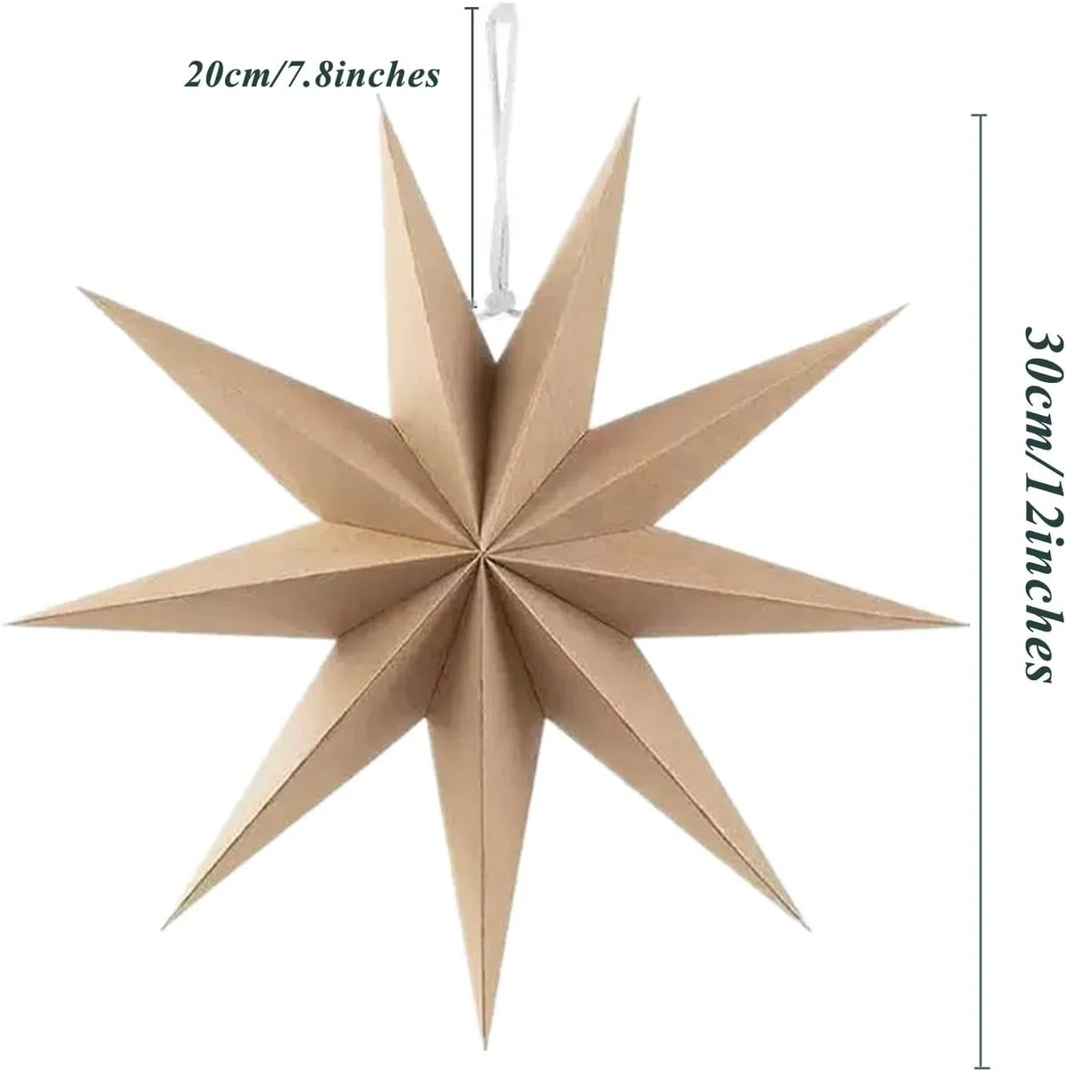 Set di 5 Stelle di Carta da Appendere, Decorazione Natalizia per Interni ed Esterni, Decorazione Natalizia, 30 cm, Stelle di Carta da Appendere, per Decorazioni Natalizie (Marrone set)