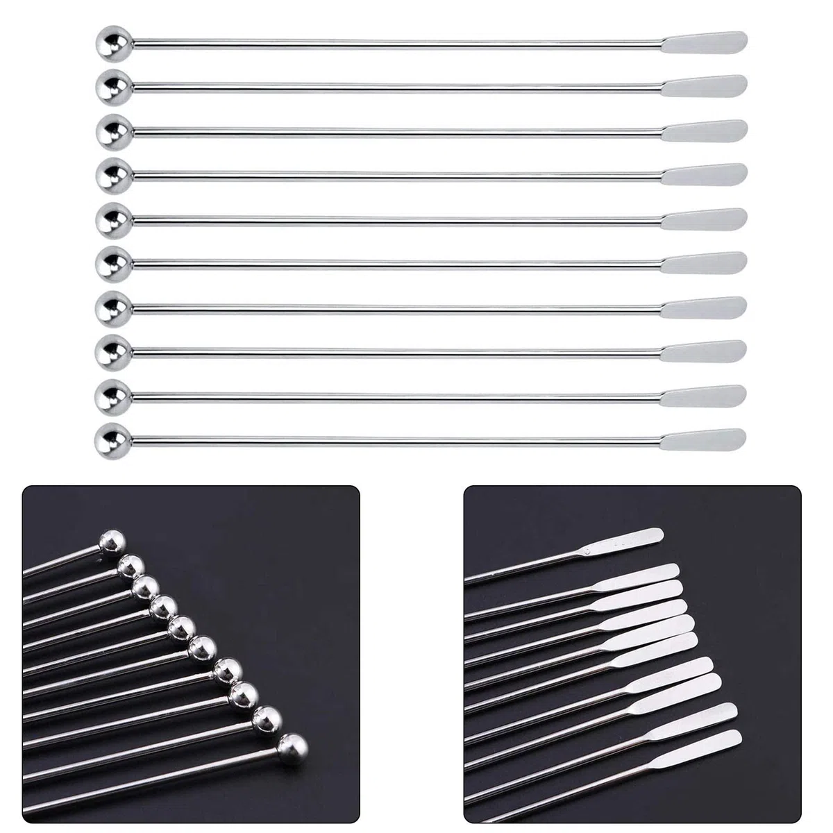 12 pezzi Tilletta Cocktail Piccoli Agitatori Swizzle Pagaie Cocktail Swizzle Sticks Cocktail Cucchiaio Agitatori Stirrers per mescolare bar da caffè martinis party piccoli snack Ghiacciato, Caffè