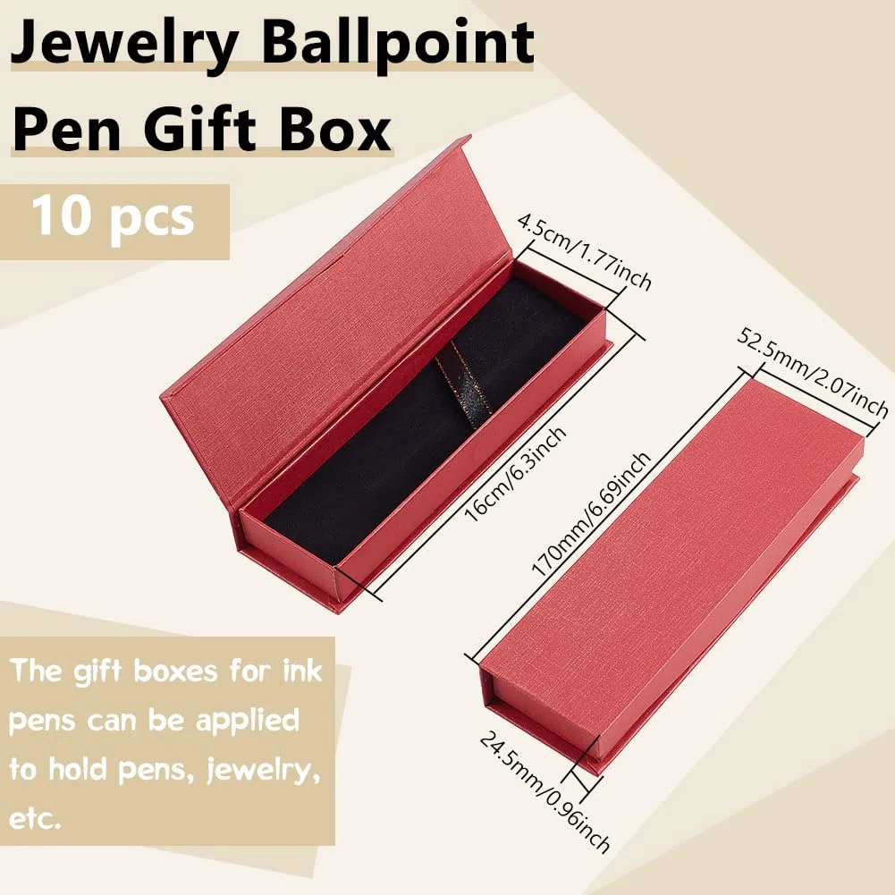 BENECREAT 10 confezione Regalo A Sfera Rosso Scuro con Chiusura Magnetica, Collana Lunga Astuccio In Cartone per Orologi, Penne, Collane, Bracciali, 17x5.25x2.45cm
