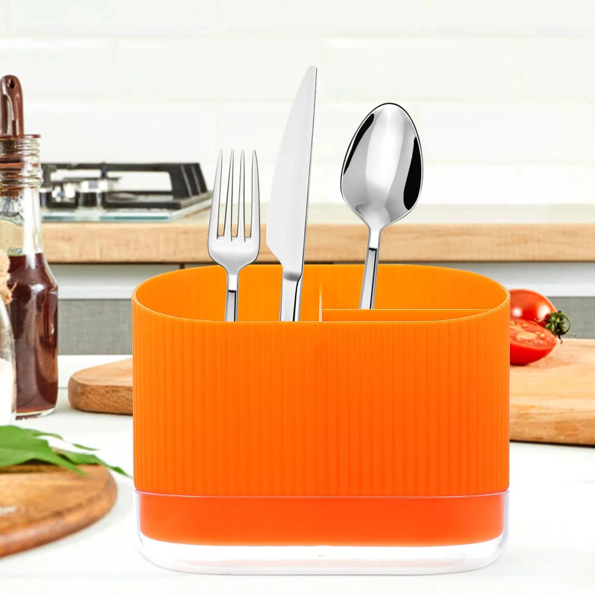 Homoyoyo Scolaposate Guzzini in Plastica Design a Scomparti e Base Staccabile, Portaposate Scolapiatti Elegante e Facile da Pulire per Utensili da Cucina