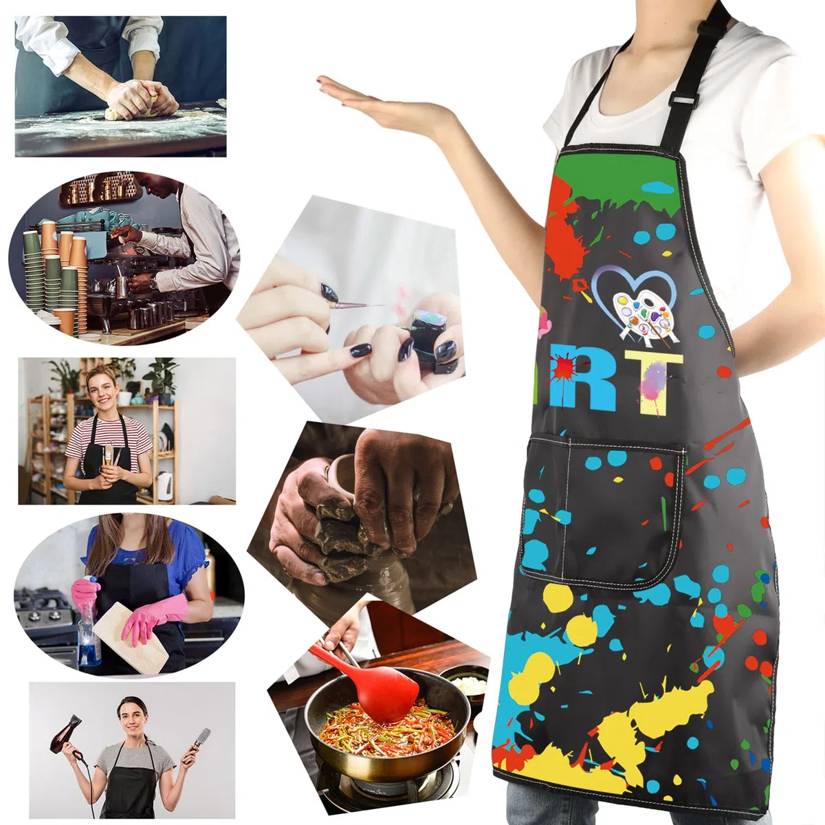 BNQL Grembiule da pittore con tasche per artisti pittori regali per amanti dell'arte regalo per insegnanti d'arte grembiule da pittore