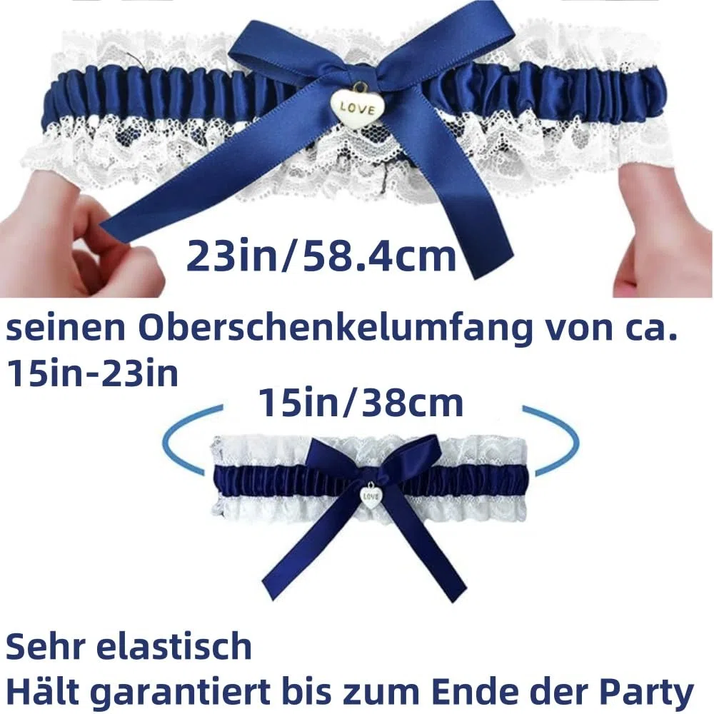 Set di Giarrettiere di Pizzo Blu Sposa, Accessorio da Sposa Blu, Regalo Giarrettiera da Sposa