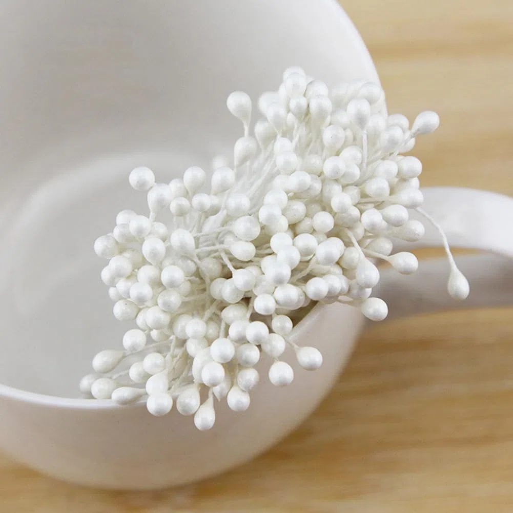 900 stami floreali bianchi, mini teste doppie da 3 mm, stami floreali artificiali, pistillo di perle finte opache per fai da te, creazione floreale, decorazione creativa per matrimoni, Natale, feste