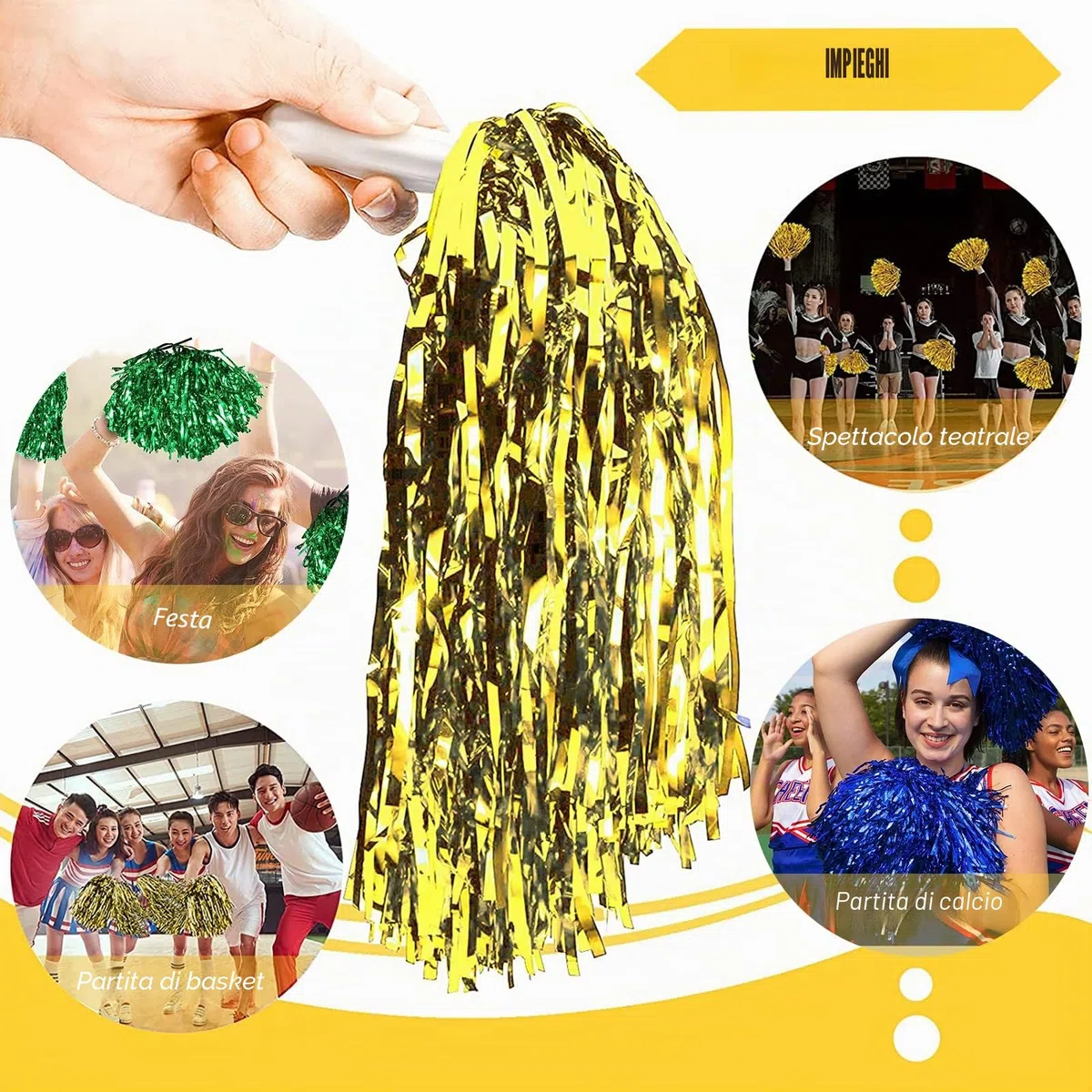 30 Pezzi Pon Pon Cheerleader, Cheerleading Pom, Pom PON di Squadra Cheer Leader per Eventi Sportivi Feste In Palcoscenico Feste（5 colori）