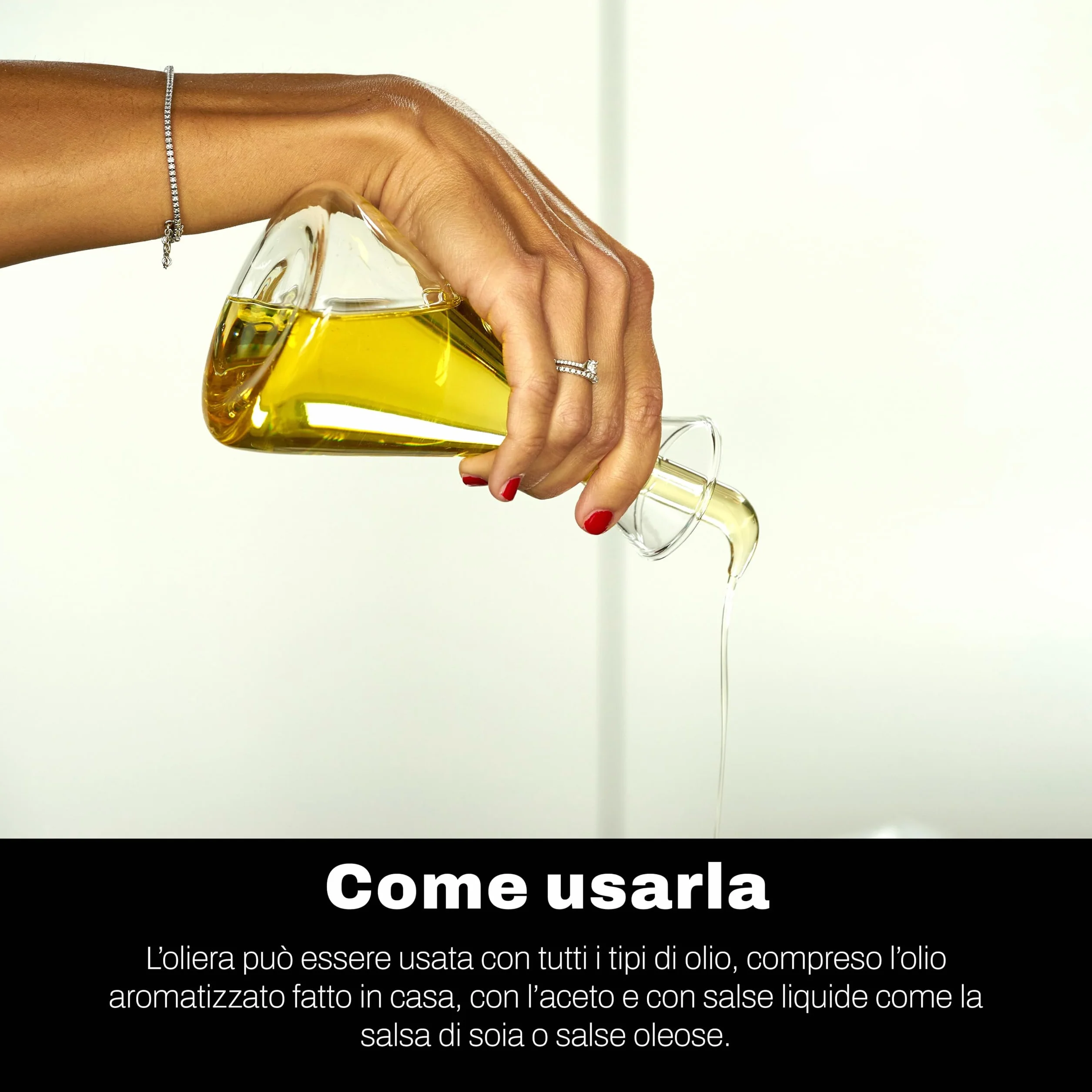 Classe Italy – Oliera salvagoccia conica 250 ml in vetro borosilicato, ideale per olio EVO o aceto, tappo brevettato, senza BPA, piombo e cadmio