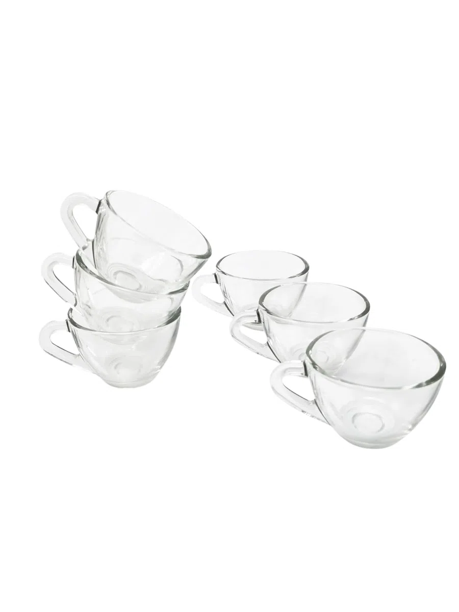 Set 6 Tazzine da Caffè in Vetro Trasparente Forma Bassa 70ml Lavabili