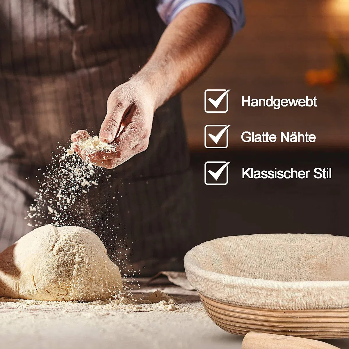 Cestino Lievitazione, Pane Cesto di Fermentazione, Ovali per la Cestini Pane Lievitazione, Cesto di Pane in Rattan Fatto a Mano con Fodera in Lino, Usato per Impasto di Pizza e Pasticceria