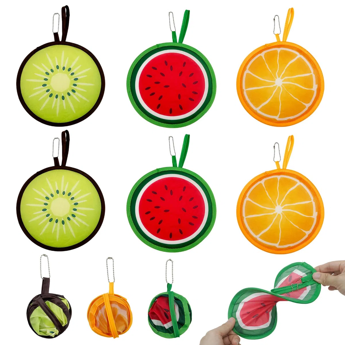 6 Pezzi Ventaglio Rotondo Pieghevole, Ventaglio Pieghevole, Ventagli Piccoli da Borsetta Mini Ventagli Anguria Kiwi Arancia Frutta per Feste Matrimoni (6 Pezzi)