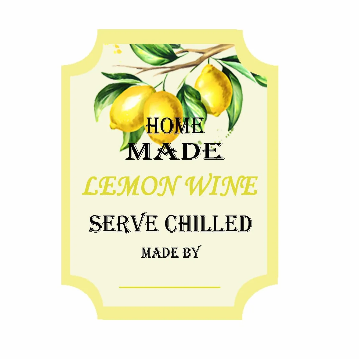 18 Etichette al Limone Fatte in Casa per Bottiglie di Vino e Bevande, Adesive Fai da Te (5 x 7,6 cm)