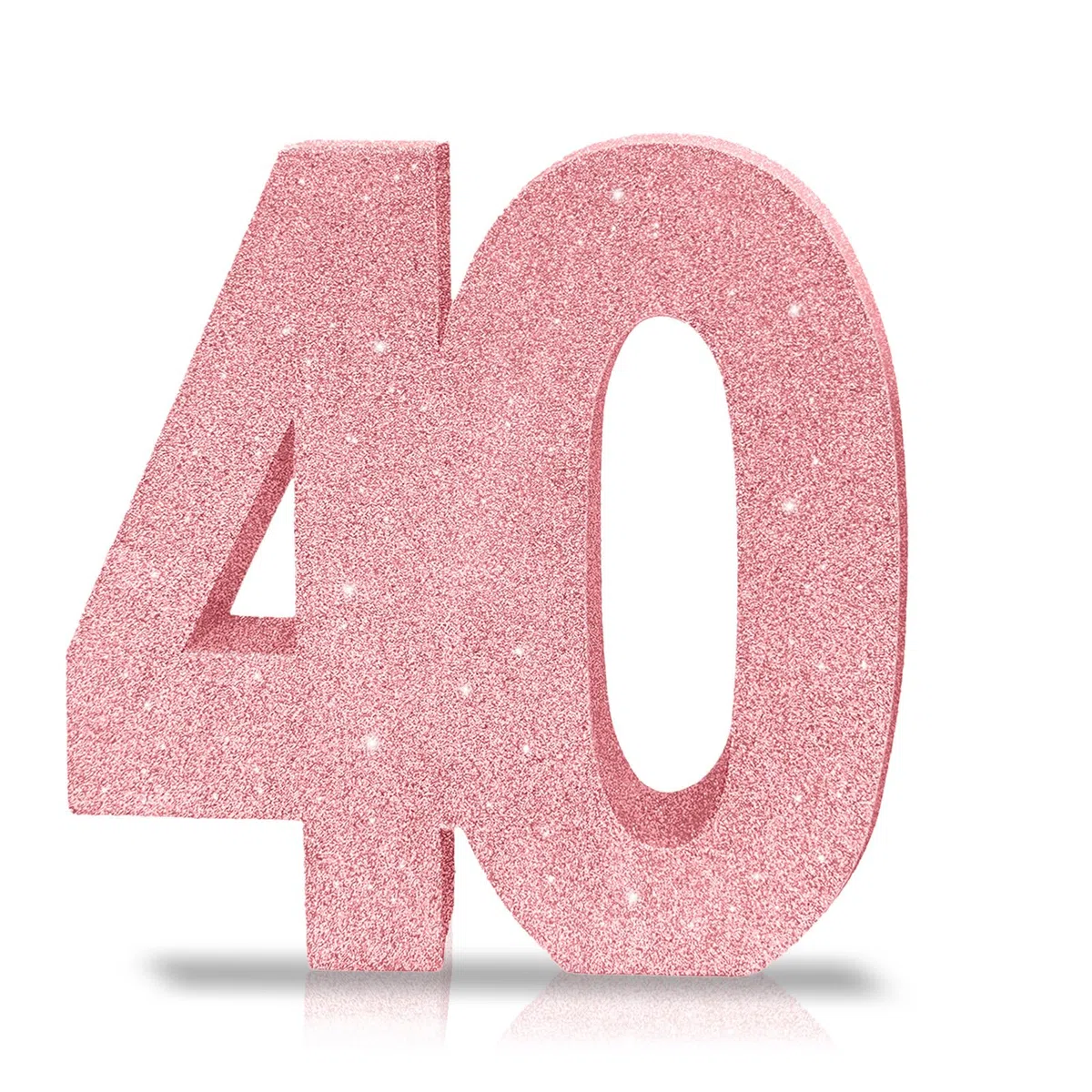 Numero 40 - Decorazione Centrotavola Glitterata Rosa, Decorazioni da Tavolo per il 40° Compleanno per Donne, 20 cm, Scintillante Numero 40 Topper da Tavolo per Decorazioni da Tavolo per Compleanno