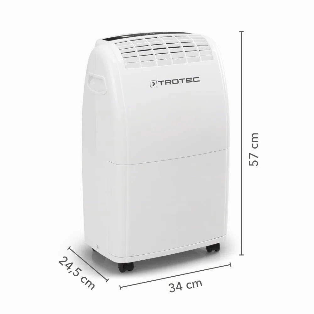 TROTEC Deumidificatore elettrico per ambienti TTK 75 E – potenza 20 L/giorno – superficie 45 m² / 110 m³ – dispositivo di deumidificazione con spegnimento automatico