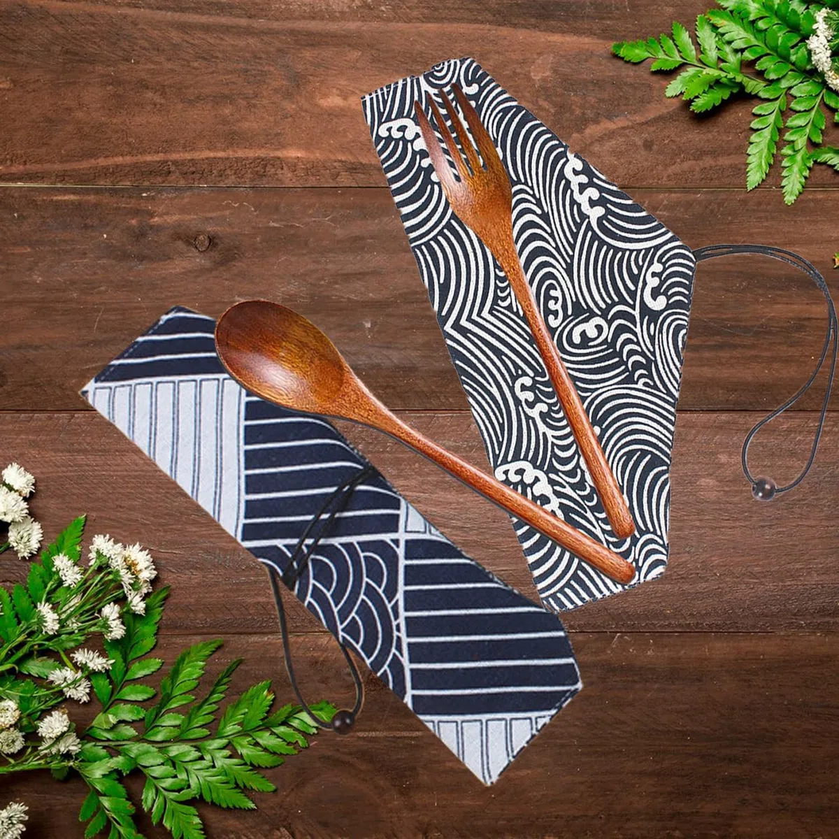 6 Pezzi Borsa Portaposate Giapponese, Custodia Per Posate, Della Paglia Sacchi Per La Conservazione, Per Il Campeggio, Il Picnic, l'Ufficio, i Viaggi