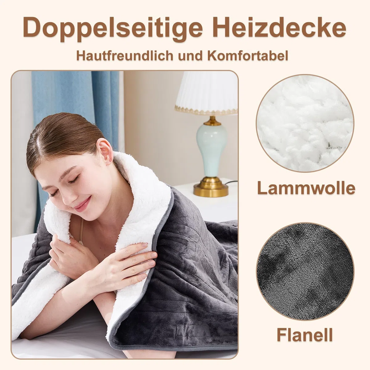 Coperta Elettrica, Coperta Riscaldante 160x130 CM, 4 Impostazioni di Calore e 4 Timer, Lavabile in Lavatrice