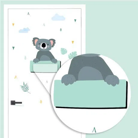 Stellasticker - Adesivo porta cameretta personalizzato con nome – decorazione da porta per bambini – facile da applicare e si rimuovere senza residui – ideale per maschietti e femminucce (Koala)