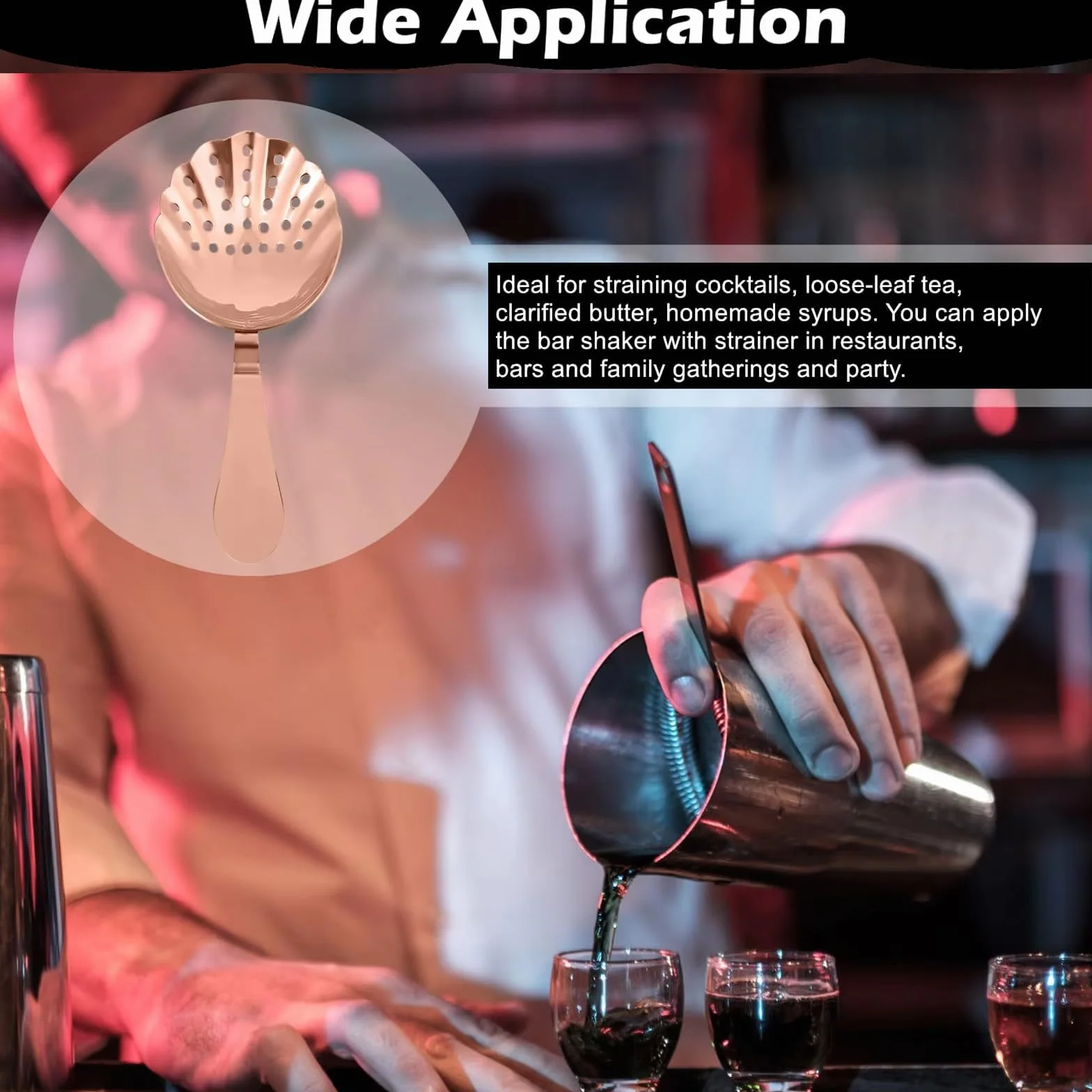 Julep Strainer, Filtro da Cocktail Professionale in Acciaio Inossidabile per Bar per Bar Domestico o Commerciale