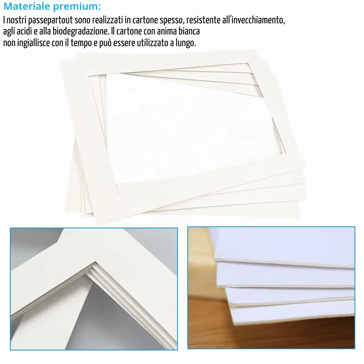 32 Pezzi Passepartout per Cornici Frame Cartoncino,8 Dimensioni Passepartout Cornici Portafoto in Carta per Poster, Foto, Dipinti, Lavori Fotografici(Bianco Ghiaccio, Bianco Spento)