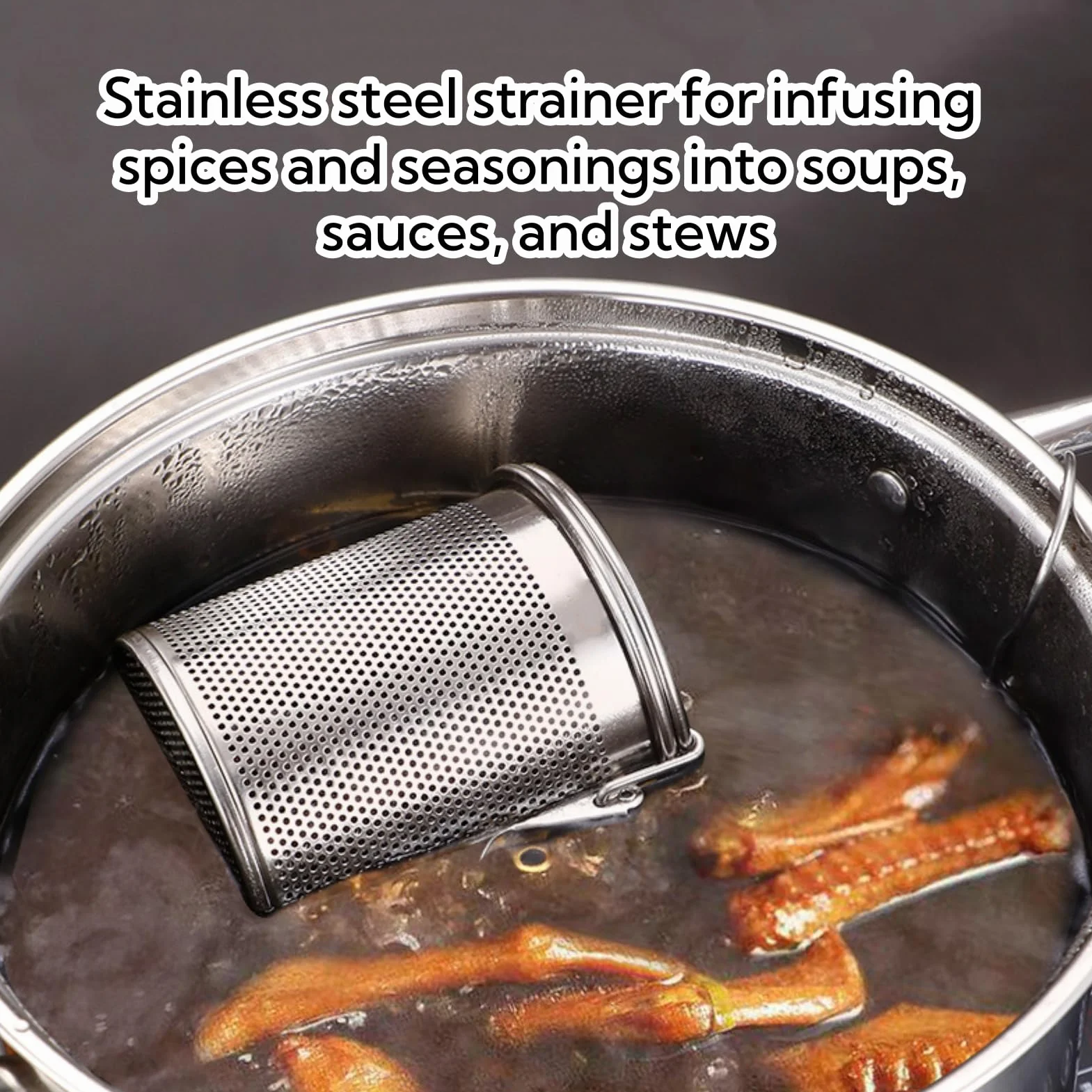 Infusore tè Rete, Infusore Cucina Acciaio Inossidabile, Colino Condimenti Spezie, con Gancio Catena per Condimenti tè Foglie Sfuse, Spezie, Preparazione del Cibo in Cucina(0,7L)
