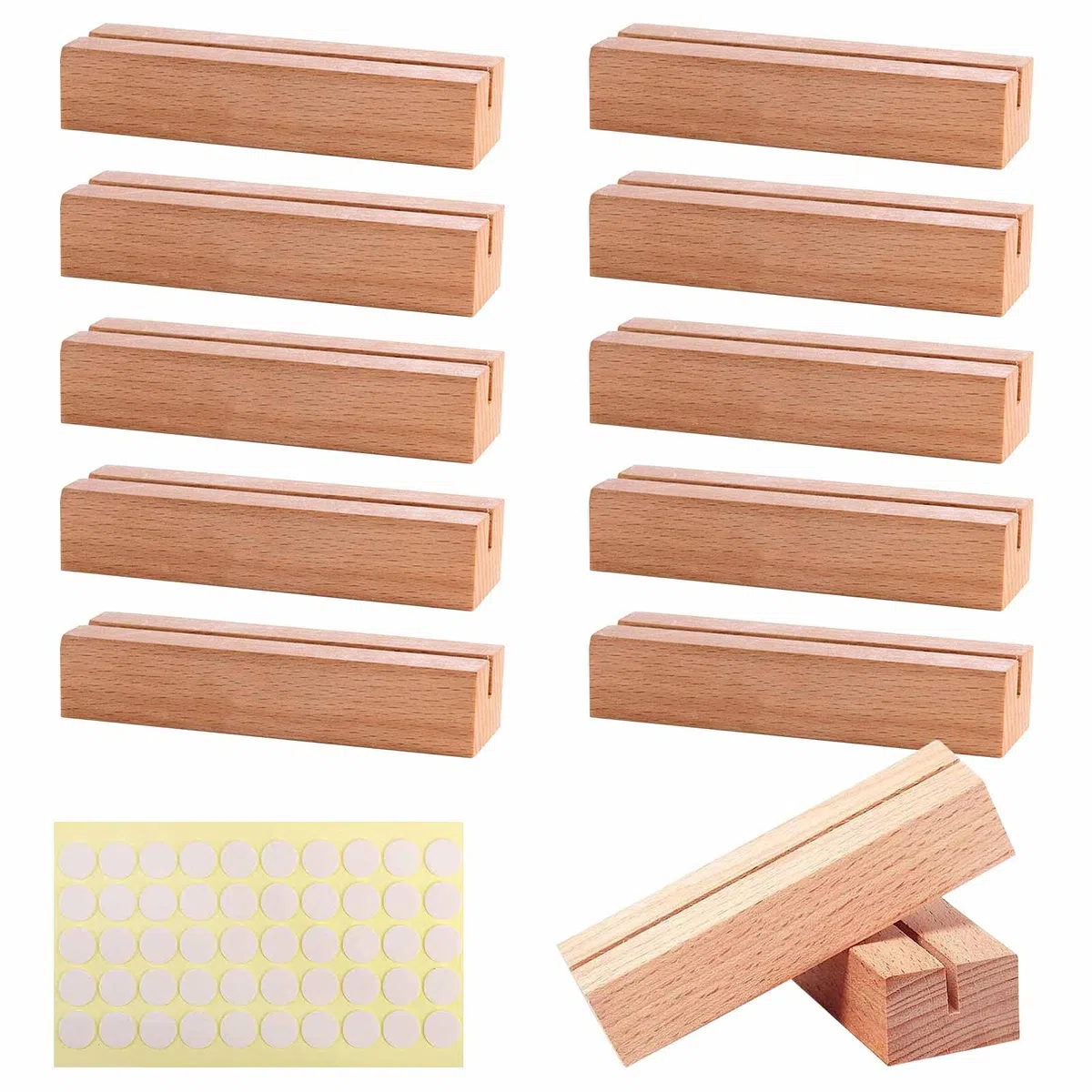 12 Pezzi Segnaposto in Legno, Porta Menu per Matrimonio, Segna Tavolo 10x3x2cm per Foto, Ristoranti, Banchetti e Feste