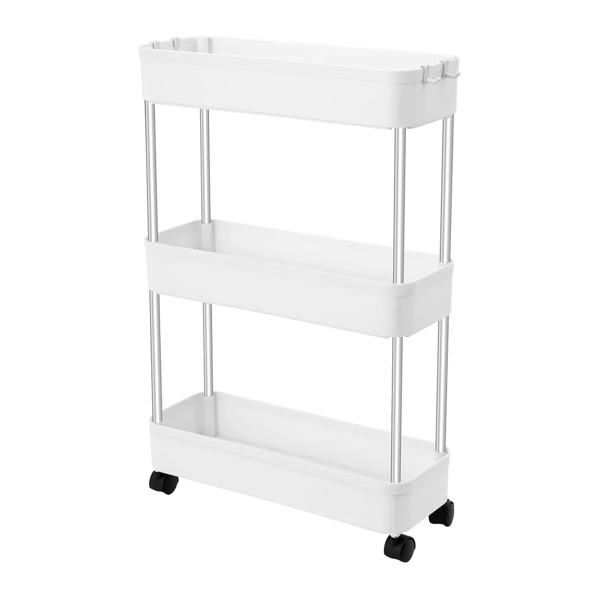 Carrello a rotelle a 3 livelli su ruote, per cucina, bagno, lavanderia, ufficio, pratico carrello da portata portatile
