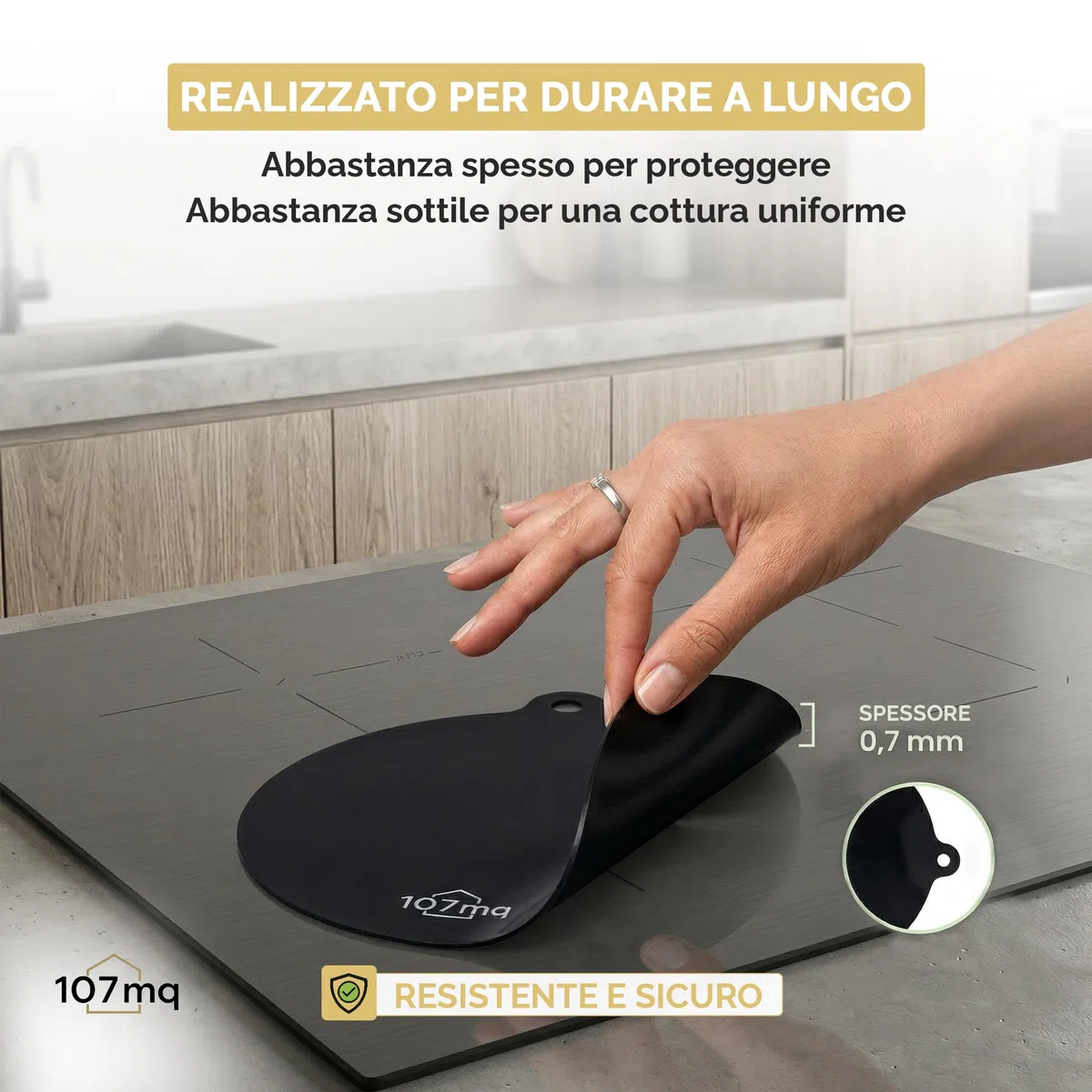 Protezione Piano Induzione Premium (6 PEZZI) | 6 Copri Piano Cottura Induzione Antigraffio, Antiscivolo, Resistenti ad Alte Temperature | Tappetini Facili da Pulire
