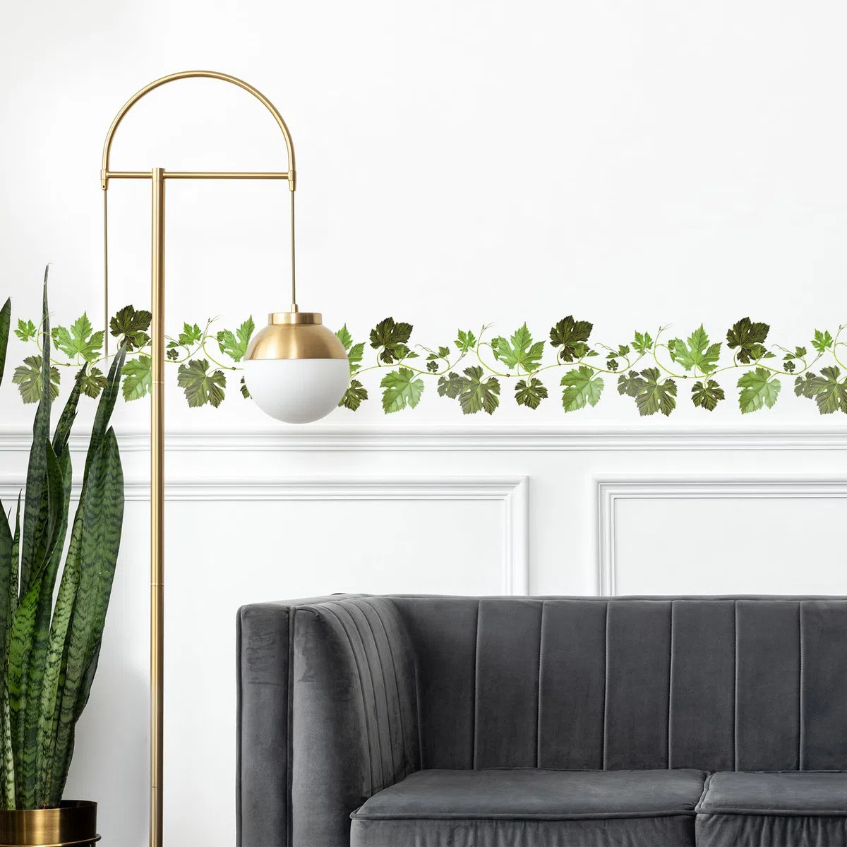 Adesivi Murali Foglie di Verde Vite Adesivi da Parete Fiore di Glicine Decorazione, Adesivo da parete removibile autoadesivo in PVC