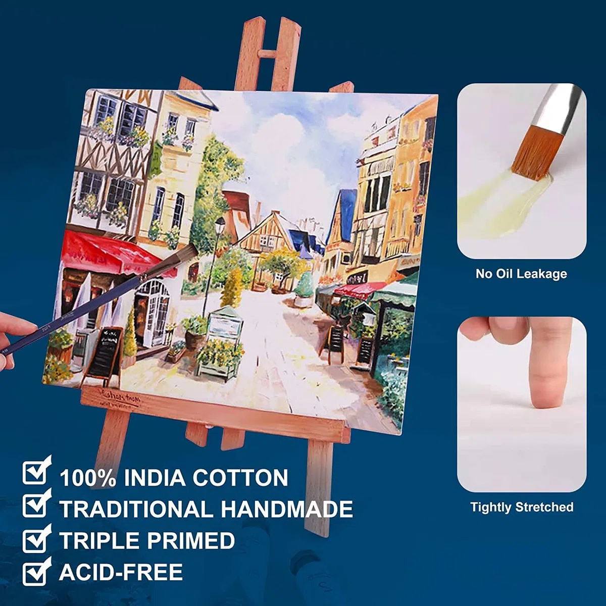 Tela allungata per pittura 28 x 36 cm, confezione da 7, 300 g/m², tripla innescata senza acidi, 100% cotone incorniciato, tela d'arte vuota per acrilici versando olio pittura ad acquerello