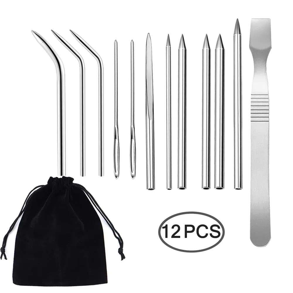 Senhai 12 pezzi Ago Paracord FID con borsa di stoffa, Ago per cuciture Paracord per Braccialetti fai da te, Stringhe di lacci per tessitura, Decorazione di abbigliamento