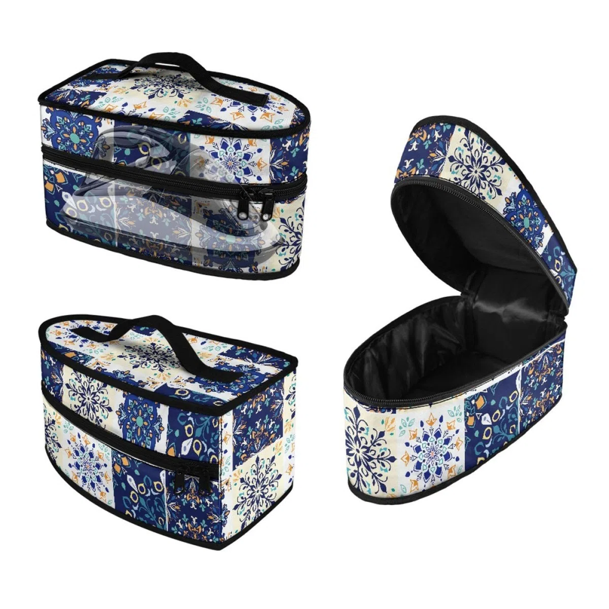 Borsa porta ferro da stiro, pratica e compatta, con manico, per viaggi d'affari, vacanze, Blu E Bianco