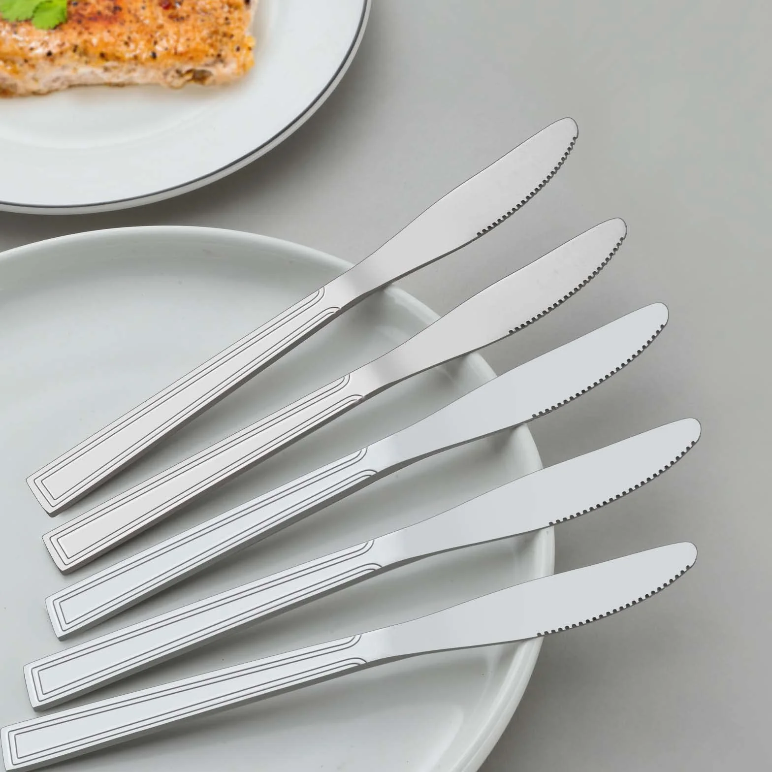hunnycook Coltelli da tavola 16 pezzi, set di coltelli in acciaio inox, coltello burro, posate coltello da tavola seghettato per feste ristoranti, lavabili in lavastoviglie