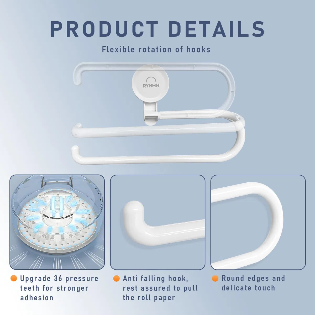 Portarotolo Da Cucina, Porta Carta Da Cucina, Portarotolo Da Cucina Da Parete Con Ventosa, Senza Trapano, Accessori Cucina Per Cucina, Bagno, Sotto Armadietto (Bianco)