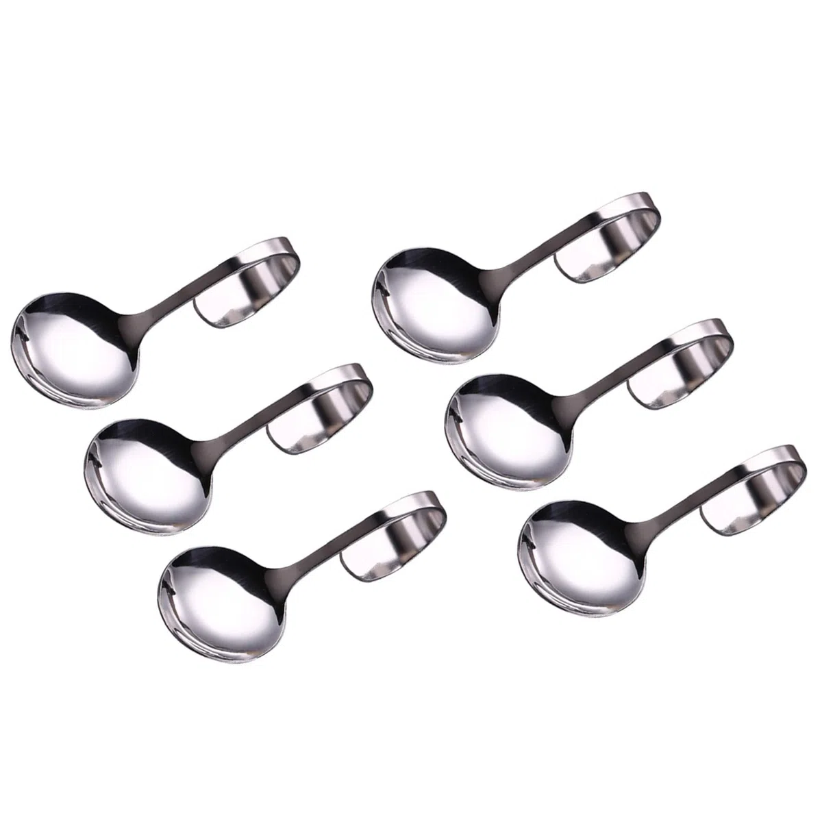 Alipis 6 Cucchiai Manico Curvo in Acciaio Inox Set per Dessert e Insalata Paletta Curva per Servire in Ristoranti e Casa