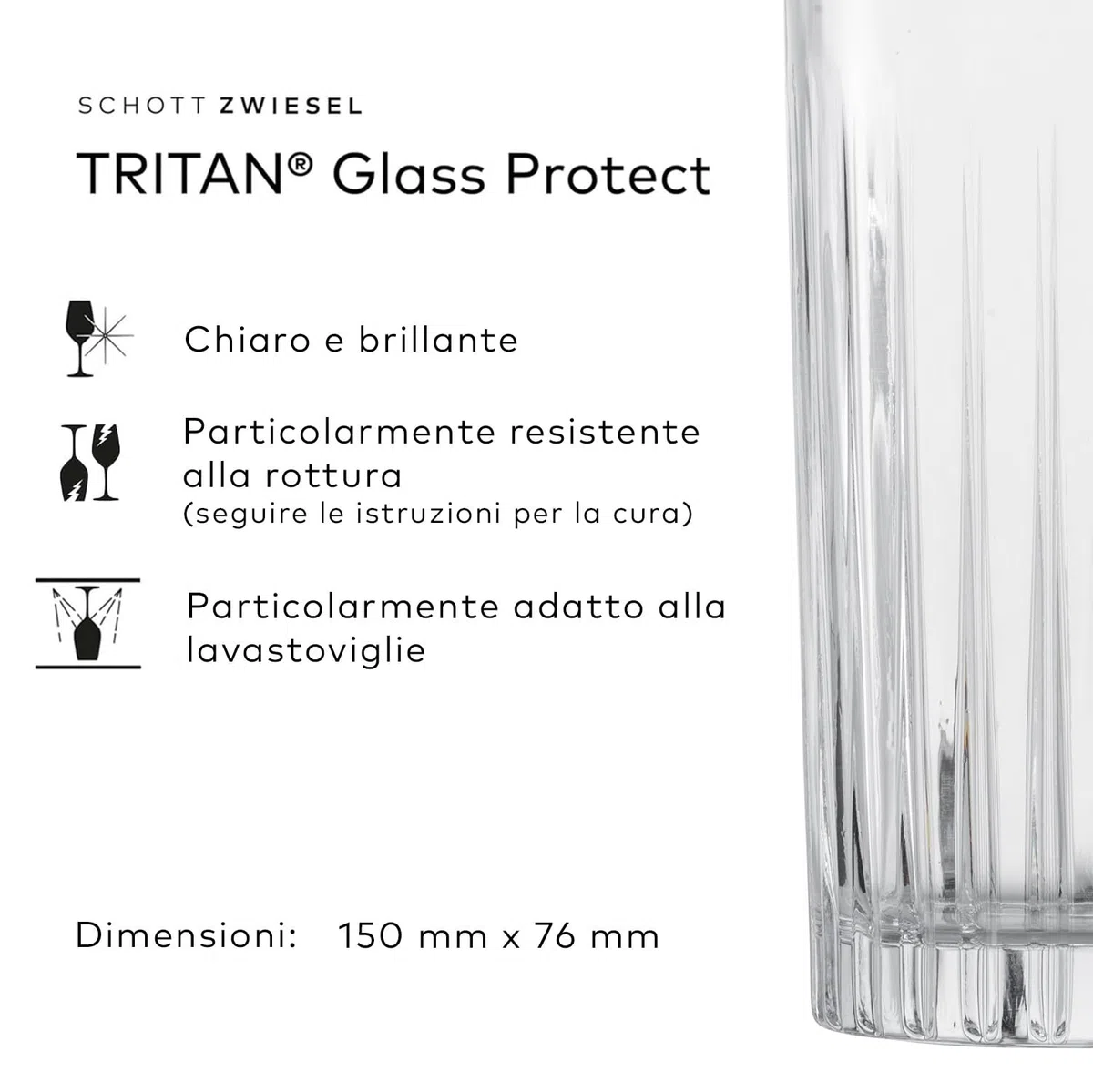 SCHOTT ZWIESEL Bicchieri per long drink Stage (set di 4), bicchiere per long drink con rilievo, bicchieri in cristallo lavabili in lavastoviglie (art. 121880)