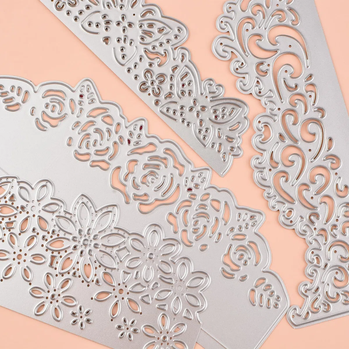 4 fustelle per la creazione, fustelle in metallo per scrapbooking con cornice in pizzo o per biglietti di auguri fai da te, cartolina, album, creazione di biglietti