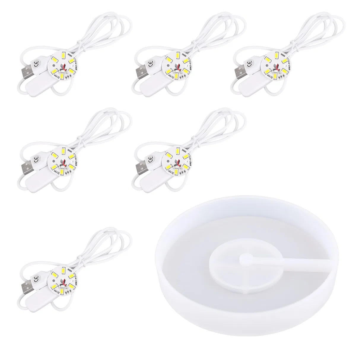 Stampo in Silicone Base Espositiva a LED Rotonda, Stampo Silicone Base Espositiva con 6 Luci LED Rotonde Plastica per Decorazioni Casa Resina Artistica in Vetro Cristallo Lampade Luminose