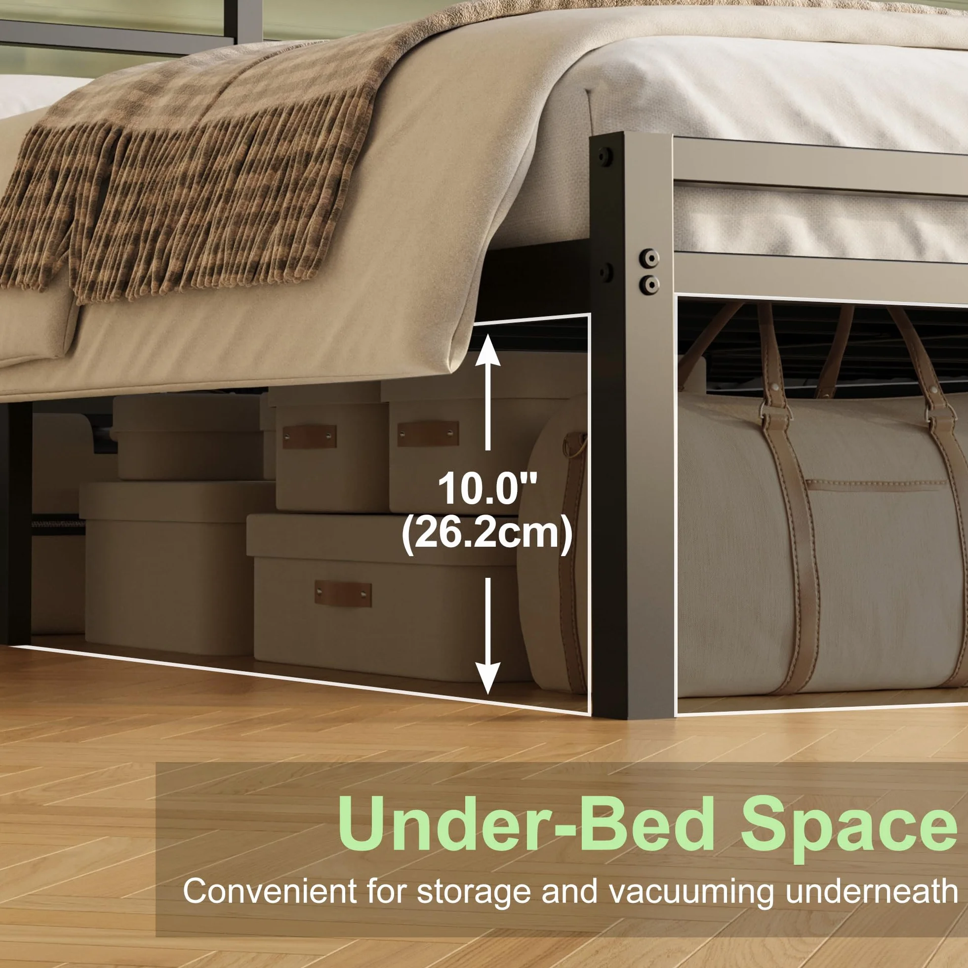 Lutown-Teen Letto Singolo 80x190 cm con Testiera e Pediera, Alta 30 cm, Rete a Doghe Singola in Metallo, Struttura Letto in Ferro, Spazio Aggiuntivo Sotto, Montaggio Facile, Moderno, Nero