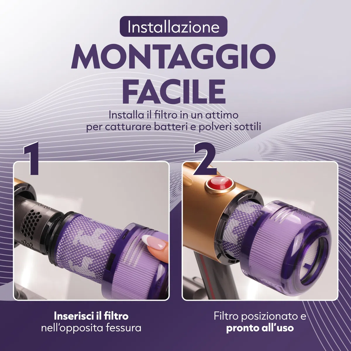 Filtro compatibile con Dyson V12 Slim/Detect – Set 2 Pezzi HEPA Lavabili e Riutilizzabili ad Alta Efficienza
