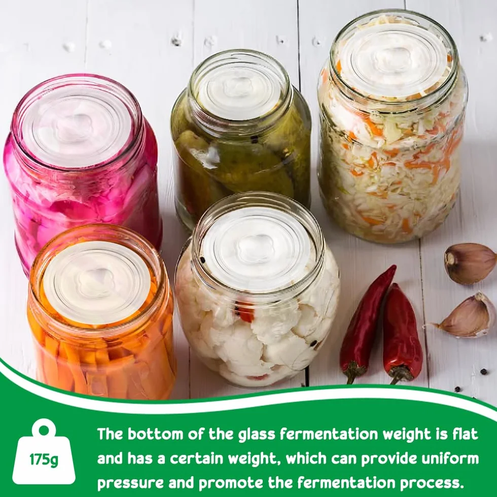 LPAMABA 5 Pesi di Fermentazione Ø 7 cm, Pesi Fermentazione Pesi in Vetro per Barattoli A Bocca Larga, Barattoli per Decapaggio, Crauti, Kimchi 7x2,5 cm (Trasparente)