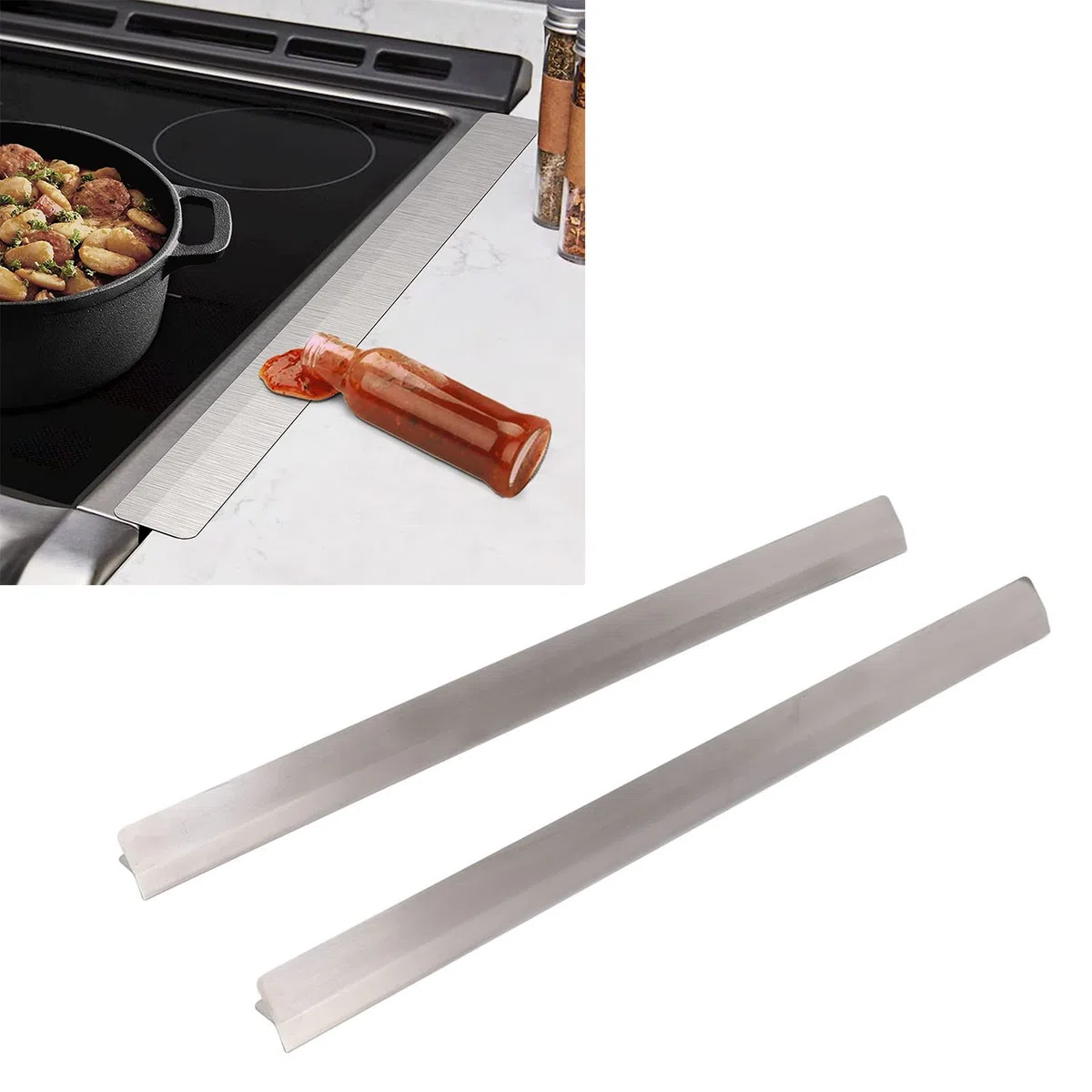 2PCS Gap Filler per Fornello e Bancone, Fornello da Coprigap Cover in Acciaio Inox Gap Cover, Gap Cover tra Fornello e Bancone per Forniture da
