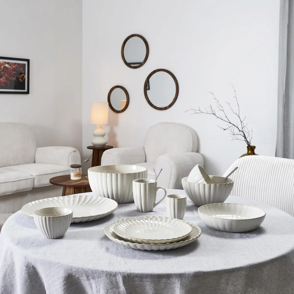 Home Deco Factory, KA0411, Elegante insalatiera in Ceramica, Ideale per insalate e Frutta, Design Raffinato e Colore Beige, Facile da Pulire, Diametro 18,5 cm, Beige