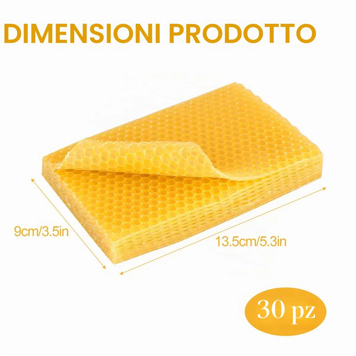 30 Pezzi Fogli di Cera d'Api - Lastre di Cera Naturale 13x9cm per Candele Fai da Te, Lucidatura Mobili e Apicoltura, Ideali per Professionisti e Hobby