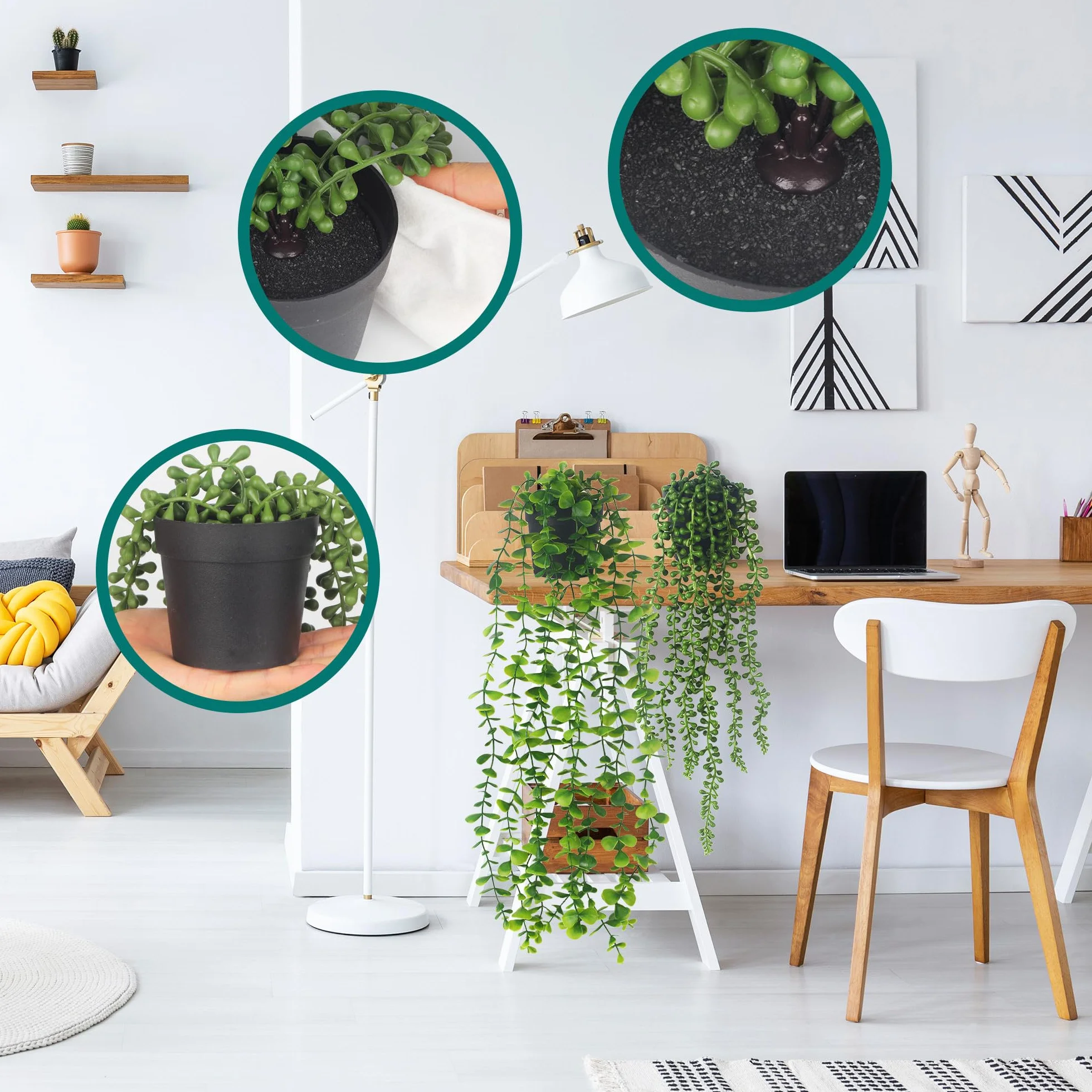 4 Pezzi Pianta Finta da Interno, Edera Finta da Interno with Pot, Pianta Finta Cadente Piante Finte Che Sembrano Vere per Esterno Balconi Casa Matrimonio Giardino Decorazione