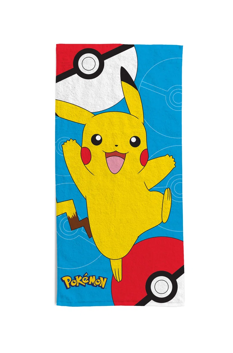 hermet Pokemon, Telo Mare Bambino, 70x140 cm, Asciugamano da Spiaggia o Piscina, Pokemon, 100% Morbido Cotone, Leggero e Pratico