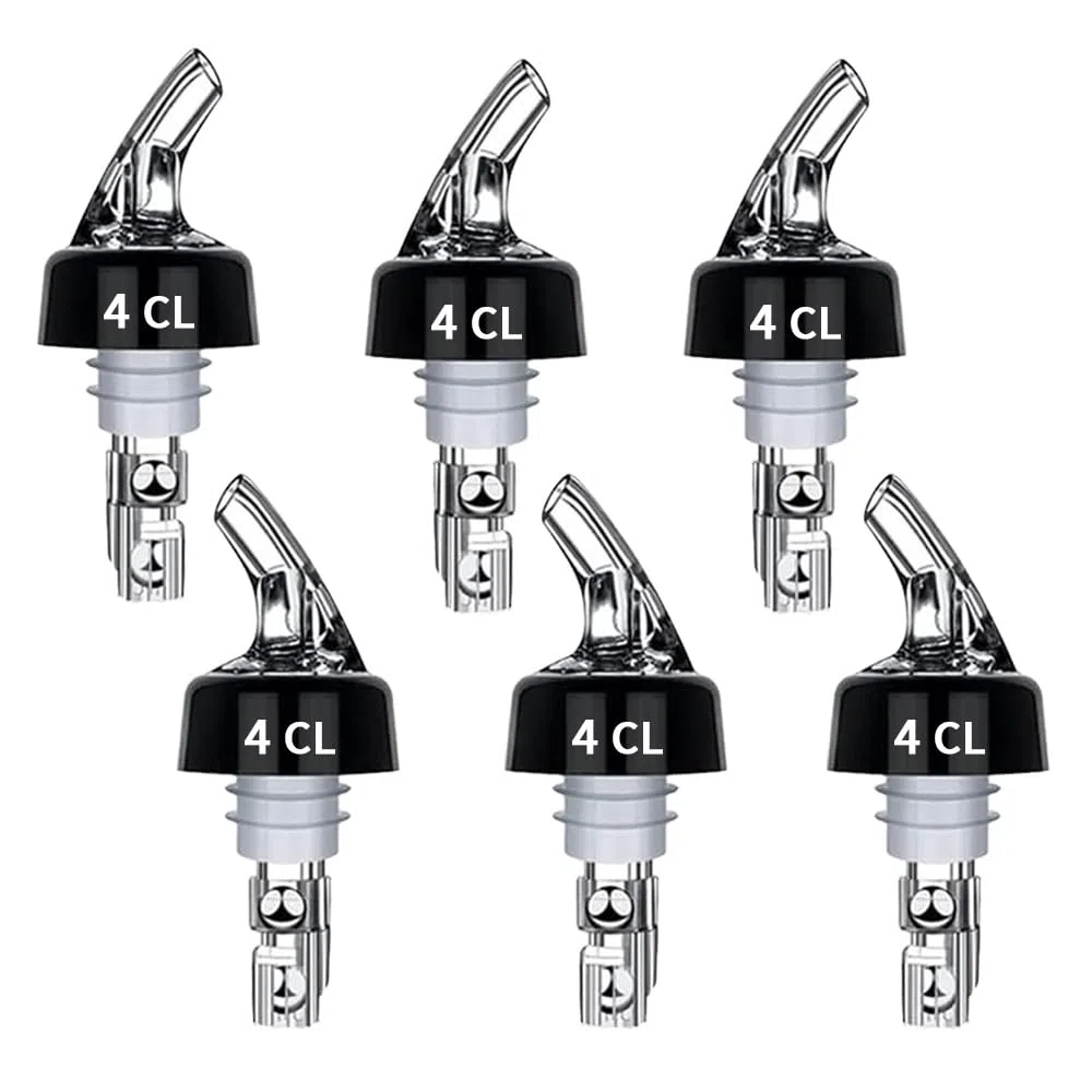 6 Pezzi Versatore automatico misurato per bottiglie：Versatori per Bottiglie da 4 cl, Beccucci da Che Non Perdono dosatore Liquor Pourer Trasparente, per Bar liquore, Vino, Olio, Cocktail, Succo