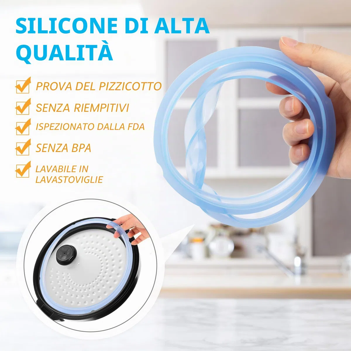 Mocoosy 3PCS Anello di tenuta in silicone per vaso istantaneo 6 qt, guarnizione di ricambio per guarnizioni Insta Pot 6 quarti Anello di tenuta Instapot Grado alimentare per IP-DUO60,IP-LUX60,IP-DUO50